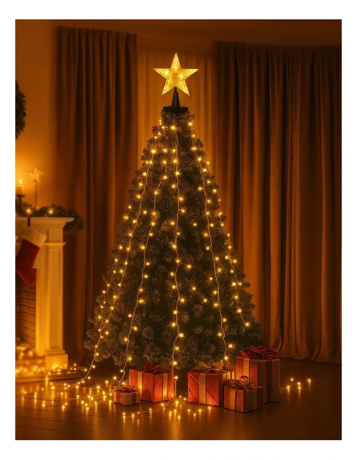 Christmas Waterfall String 300 LED Star Topper Light 2.5M image 3