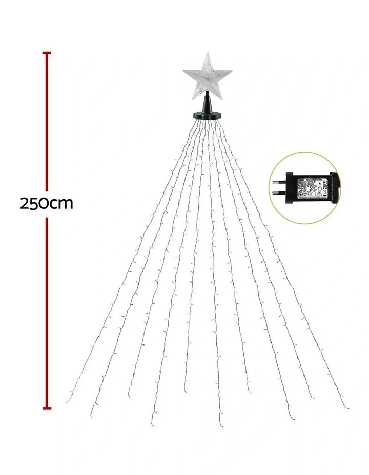 Christmas Waterfall String 300 LED Star Topper Light 2.5M image 4