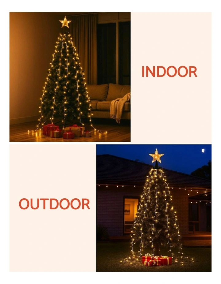 Christmas Waterfall String 300 LED Star Topper Light 2.5M image 6