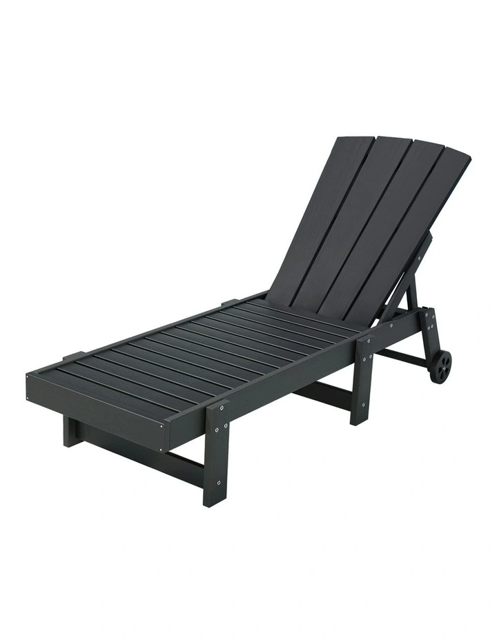 HDPE Sun Beach Chair Lounge in Black image 1