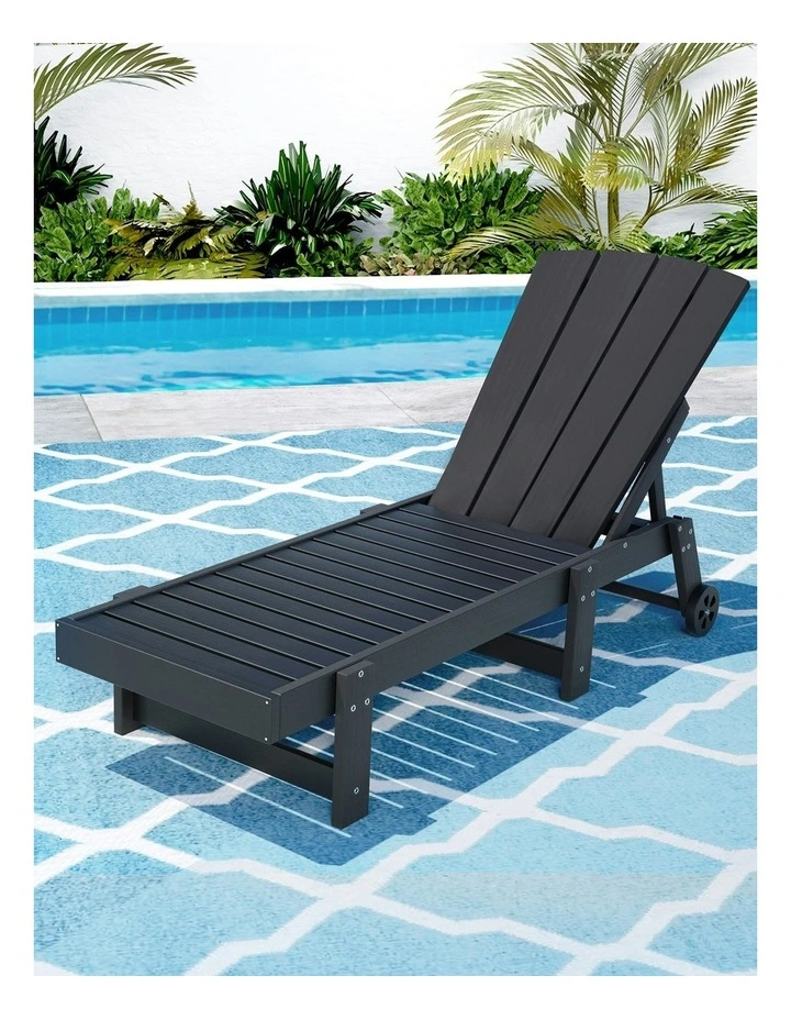 HDPE Sun Beach Chair Lounge in Black image 3