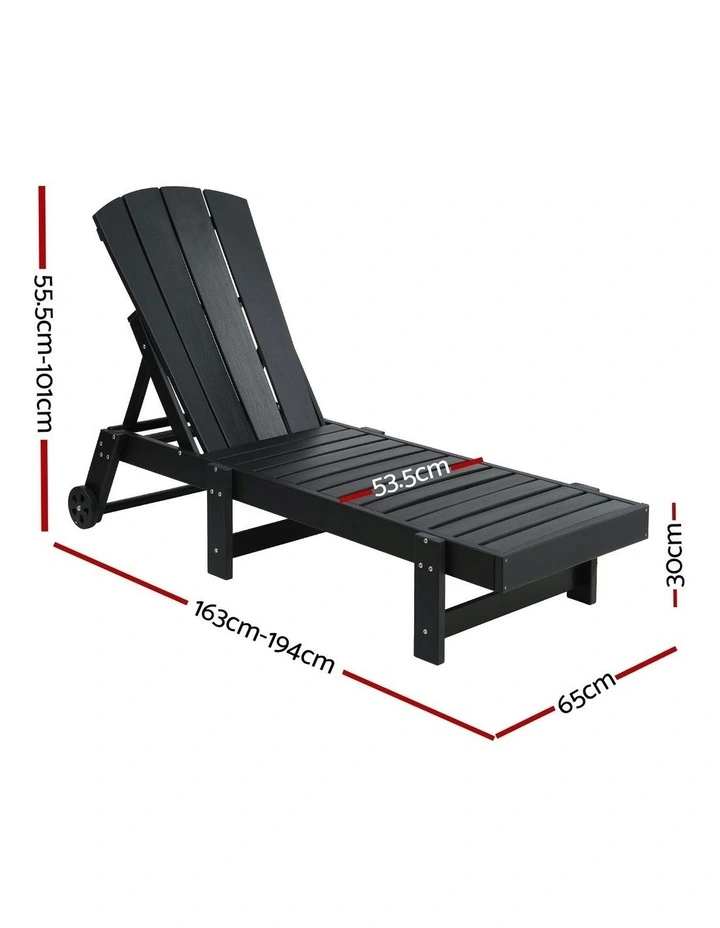 HDPE Sun Beach Chair Lounge in Black image 4