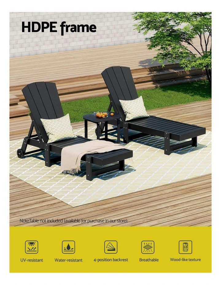 HDPE Sun Beach Chair Lounge in Black image 5