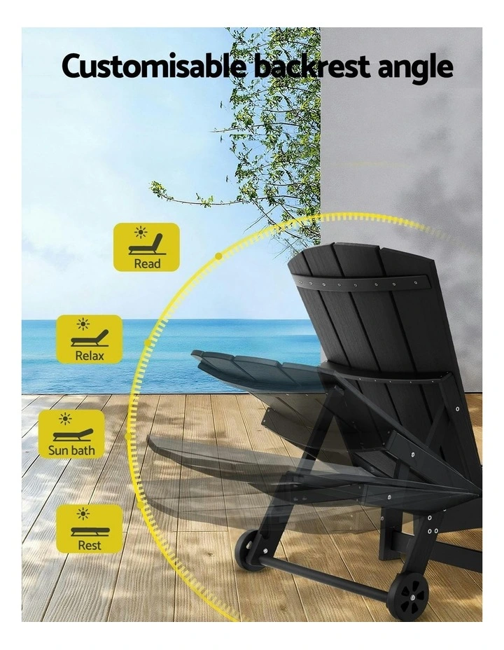 HDPE Sun Beach Chair Lounge in Black image 6