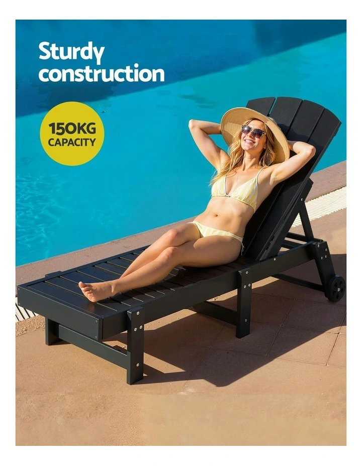 HDPE Sun Beach Chair Lounge in Black image 7