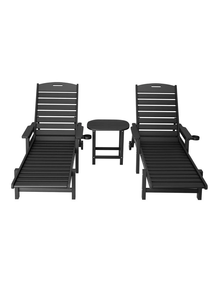 Sun Lounger Beach Chair With Wheels in Black image 2