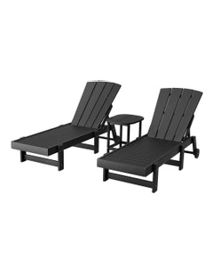 Sun Lounger Table and Chairs in Black