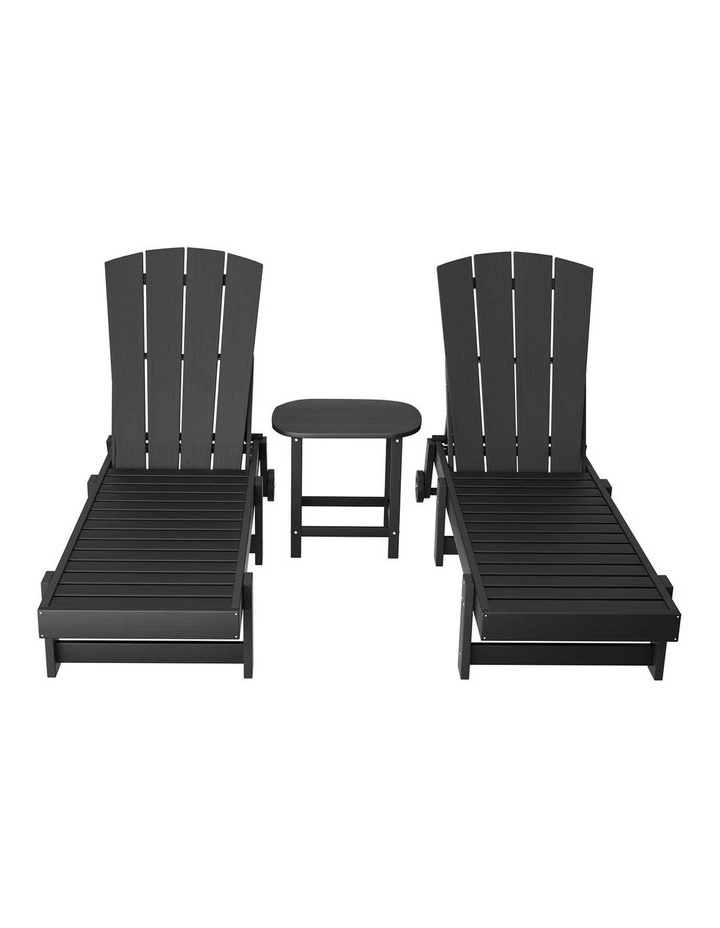 Sun Lounger Table and Chairs in Black image 2