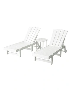 Sun Lounger Table and Chairs in White