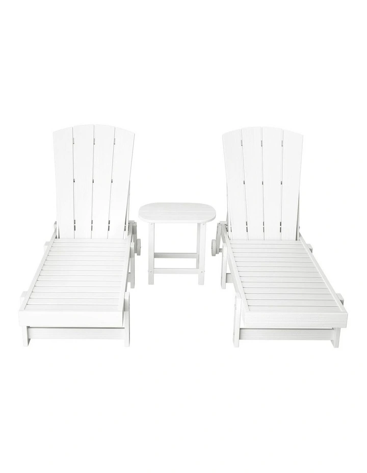 Sun Lounger Table and Chairs in White image 2