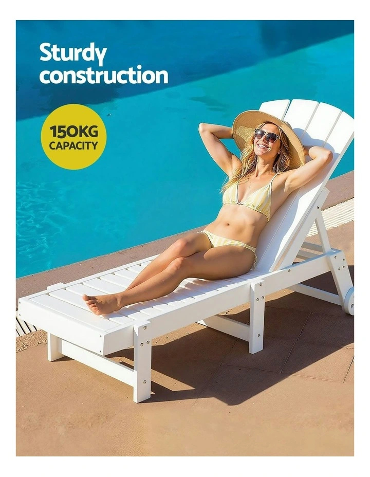 Sun Lounger Table and Chairs in White image 7
