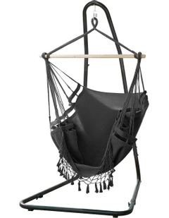 Hammock Hanging Chair With Steel Stand in Black