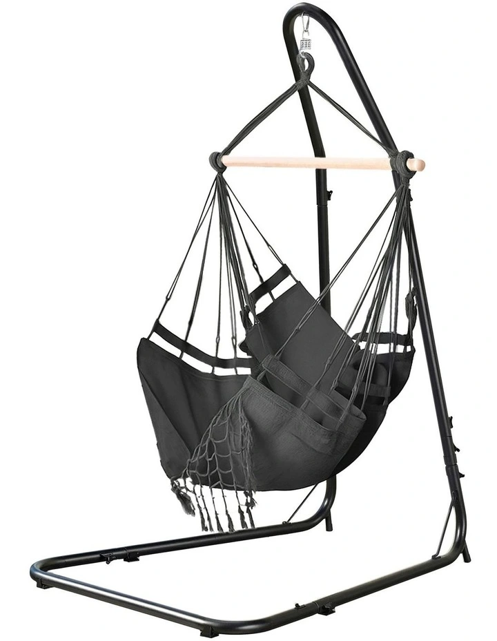 Hammock Hanging Chair With Steel Stand in Black image 2