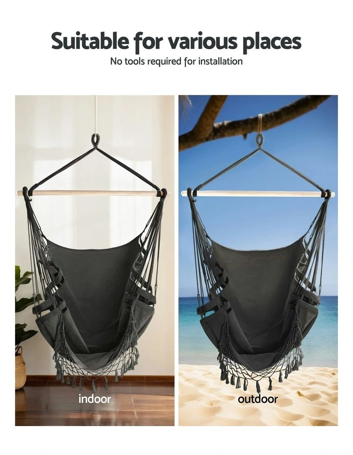 Hammock Hanging Chair With Steel Stand in Black image 5