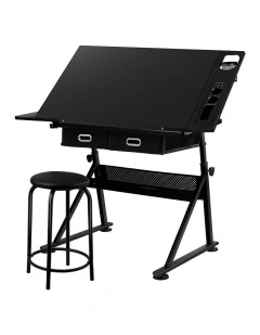 Drawing Desk Stool Set in Black