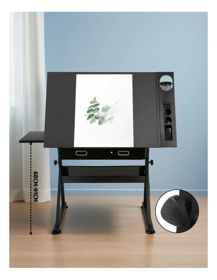 Drawing Desk Stool Set in Black image 5