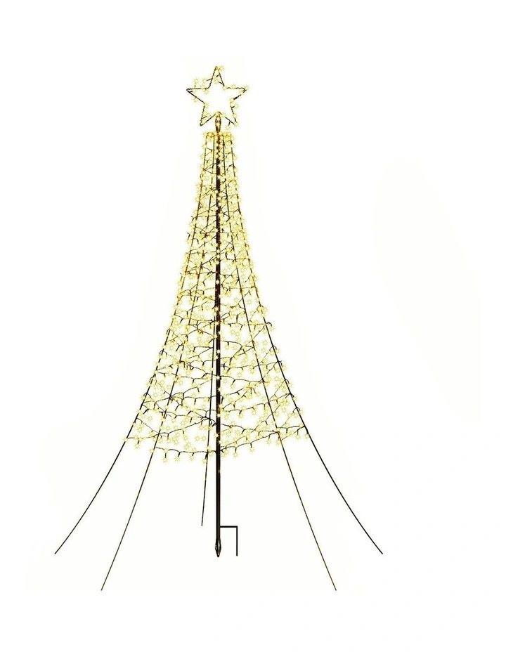 Solar Christmas Tree 2.1m 320 LED Net Lights Xmas Trees Decoration in Gold image 1