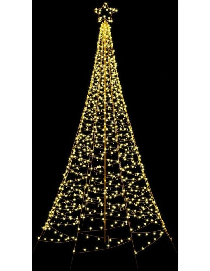 Solar Christmas Tree 2.1m 320 LED Net Lights Xmas Trees Decoration in Gold image 2