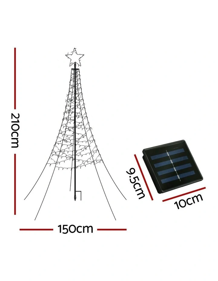 Solar Christmas Tree 2.1m 320 LED Net Lights Xmas Trees Decoration in Gold image 4