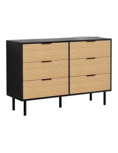 6 Chest of Drawers Dresser Table in Black/Pine