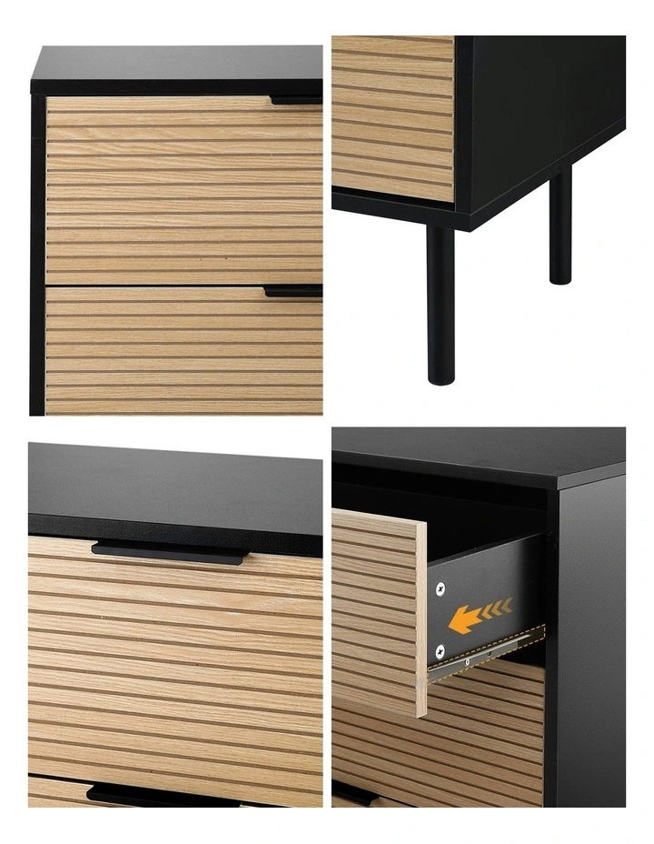 6 Chest of Drawers Dresser Table in Black/Pine image 5