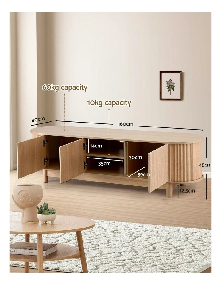 Entertainment Unit Storage Cabinet 160cm in Brown image 4