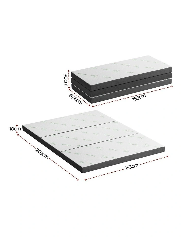 Bamboo Folding Foam Queen Mattress in White image 4