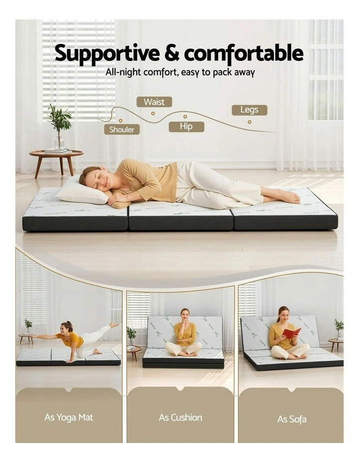 Bamboo Folding Foam Queen Mattress in White image 5