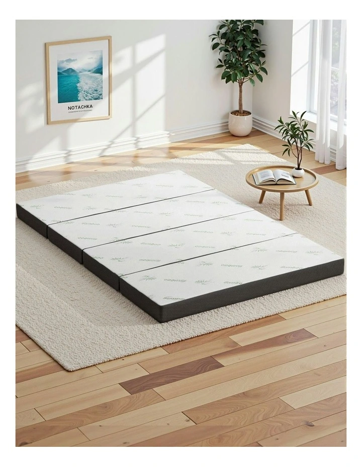 Bamboo Folding Foam Double Mattress in White image 3