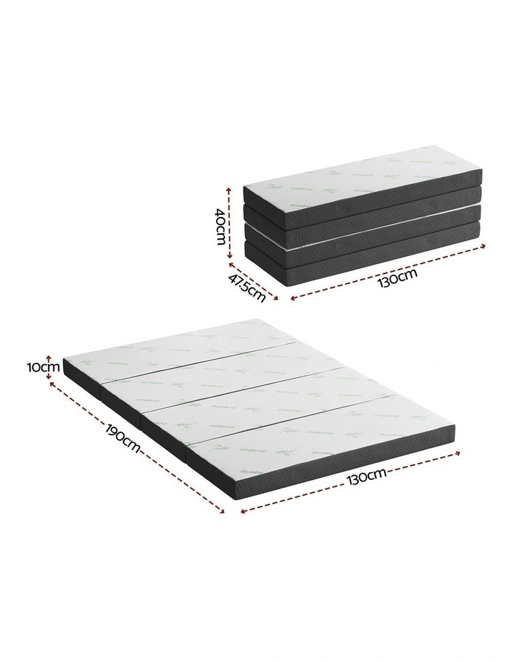Bamboo Folding Foam Double Mattress in White image 4