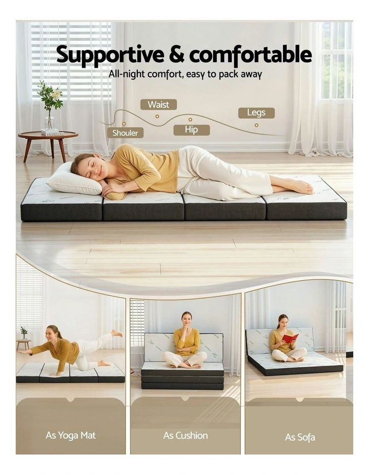 Bamboo Folding Foam Double Mattress in White image 5
