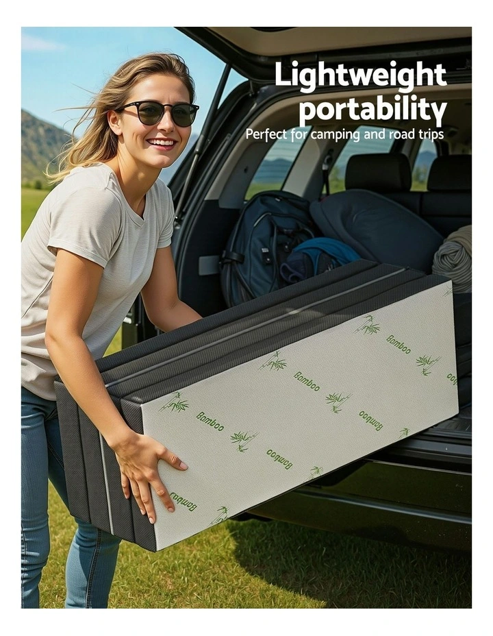 Bamboo Folding Foam Double Mattress in White image 7