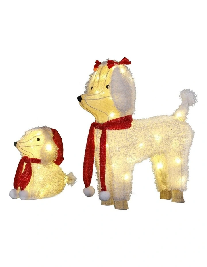 Christmas Lights 60 Led Fairy Light Dog Decorations Set 2Pieces in Multi image 1
