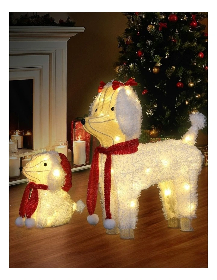 Christmas Lights 60 Led Fairy Light Dog Decorations Set 2Pieces in Multi image 2