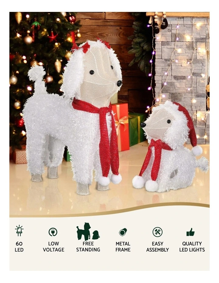 Christmas Lights 60 Led Fairy Light Dog Decorations Set 2Pieces in Multi image 4