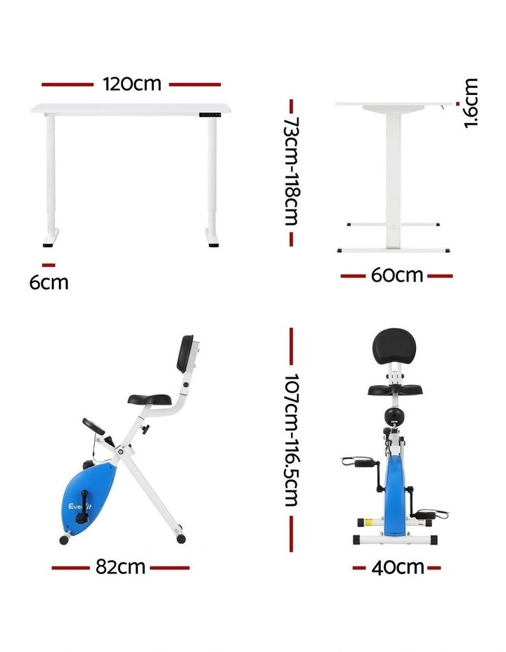 Under Desk Folding X-Bike with 120cm in White image 4
