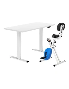 Folding X-Bike With Automatic Standing Desk 140cm in White