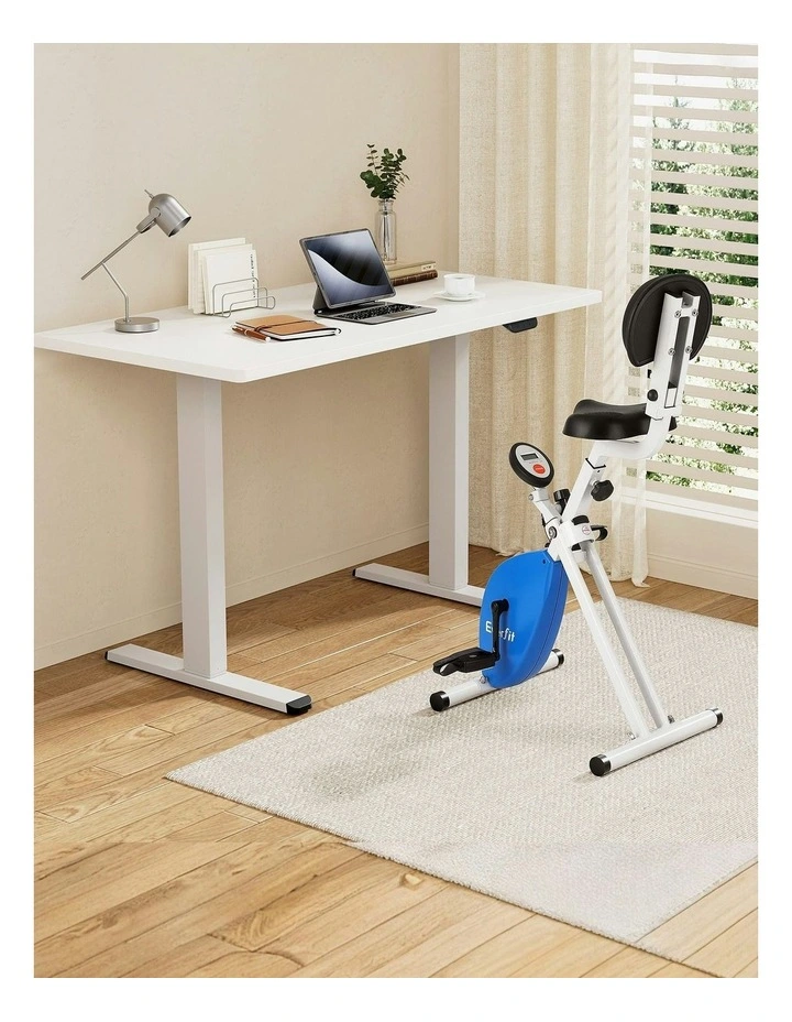 Folding X-Bike With Automatic Standing Desk 140cm in White image 3