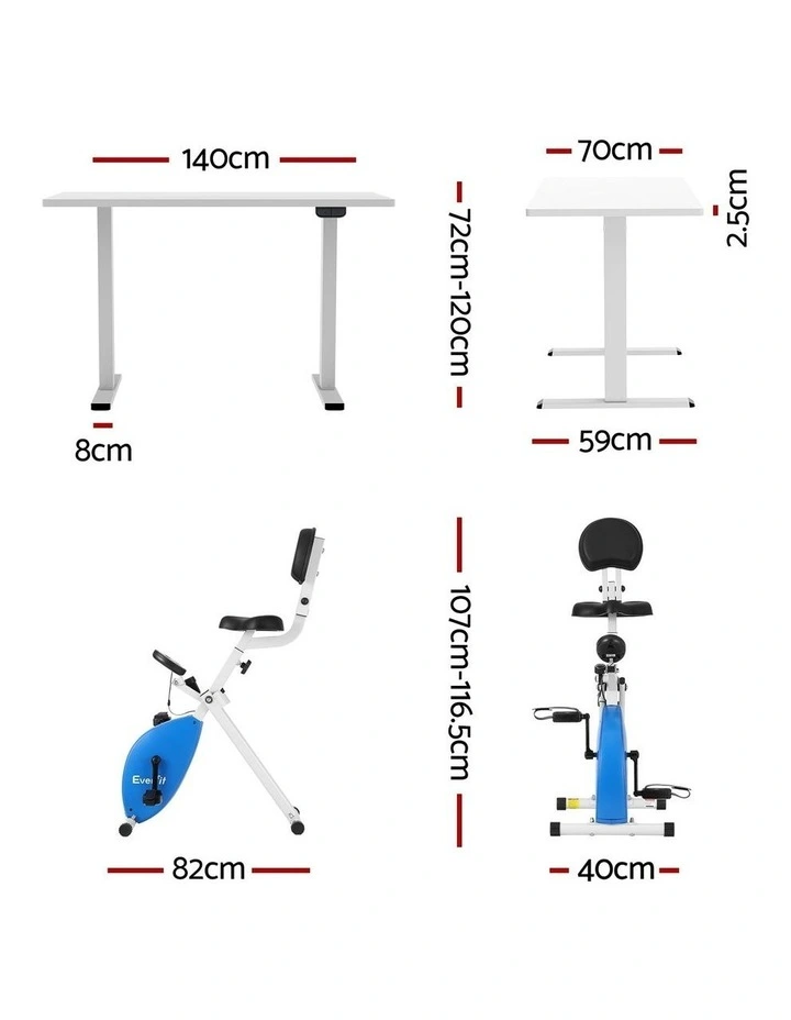 Folding X-Bike With Automatic Standing Desk 140cm in White image 4