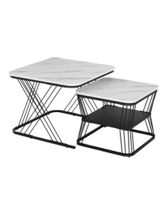 Nesting Coffee Table Set of 2 in Multi