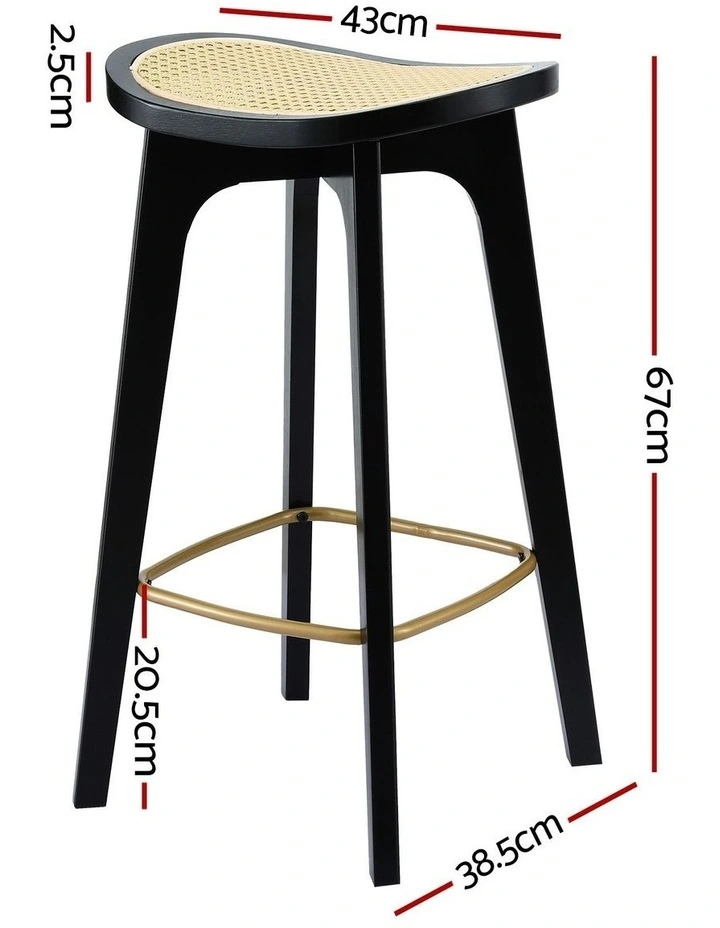 Rattan Counter Kitchen Dinning Bar Stools in Black image 4