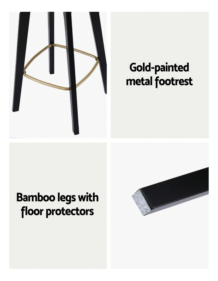 Rattan Counter Kitchen Dinning Bar Stools in Black image 7