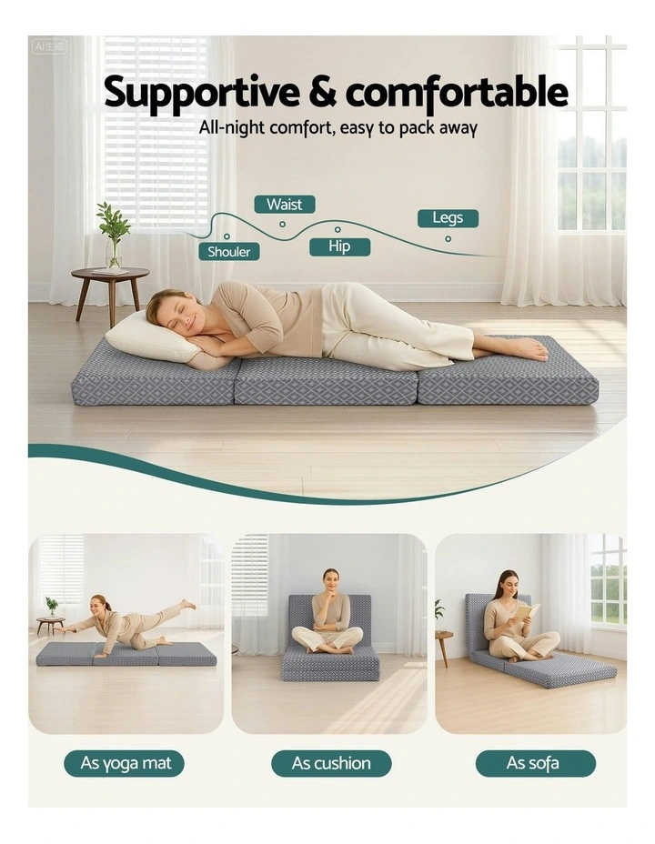 Memory Foam Folding Sofa Bed in Grey image 5