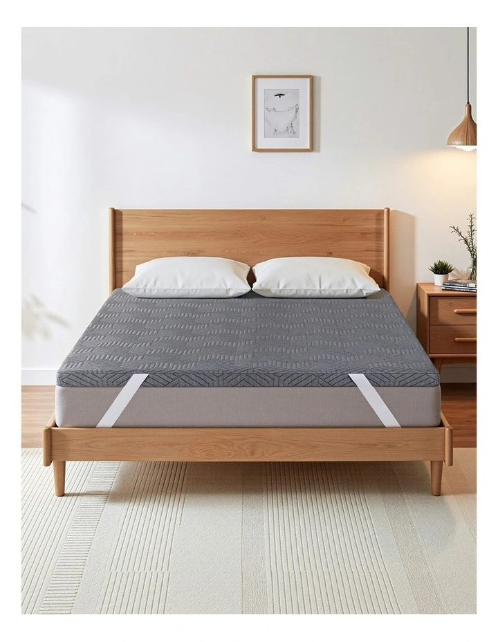 Memory Foam Mattress Topper Gel Dual Layer Foam 8cm in Grey image 3