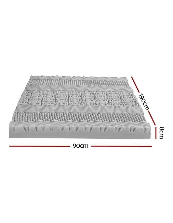 Memory Foam Mattress Topper 7-Zone 8cm in Grey image 4