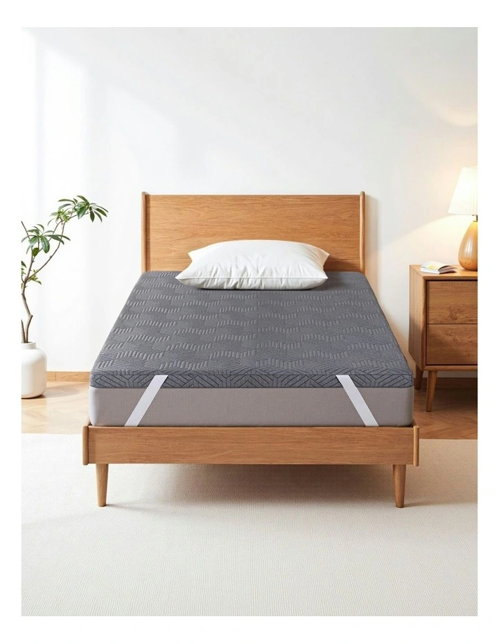Memory Foam Mattress Topper Gel Dual Layer Foam in Grey image 3