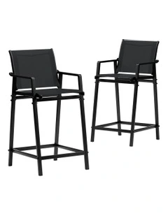Outdoor Bar Stools Dining Chairs 2 Pieces in Black