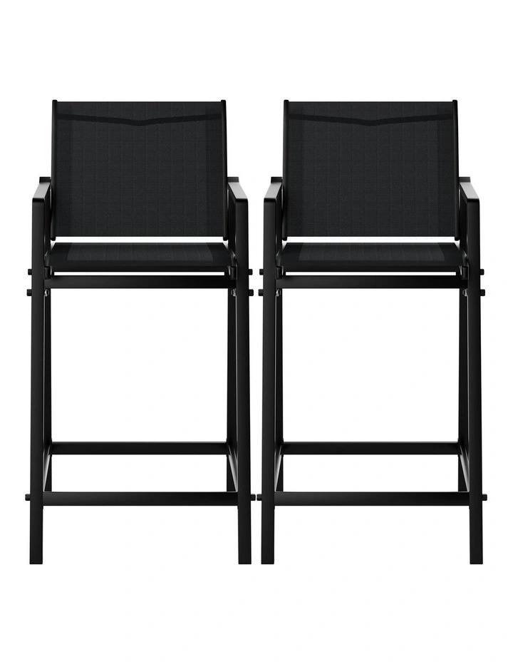 Outdoor Bar Stools Dining Chairs 2 Pieces in Black image 2