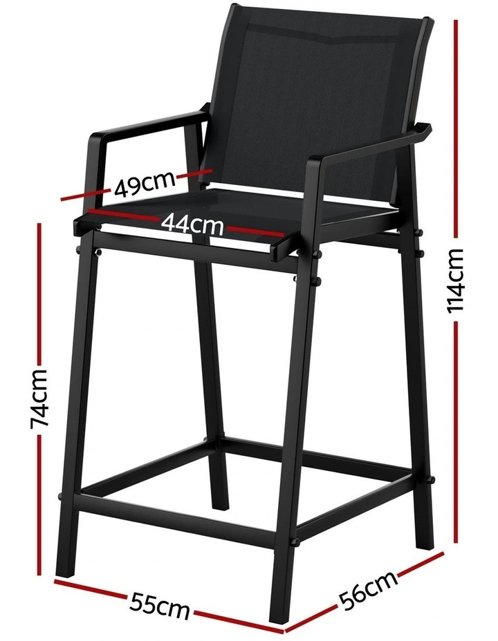 Outdoor Bar Stools Dining Chairs 2 Pieces in Black image 4
