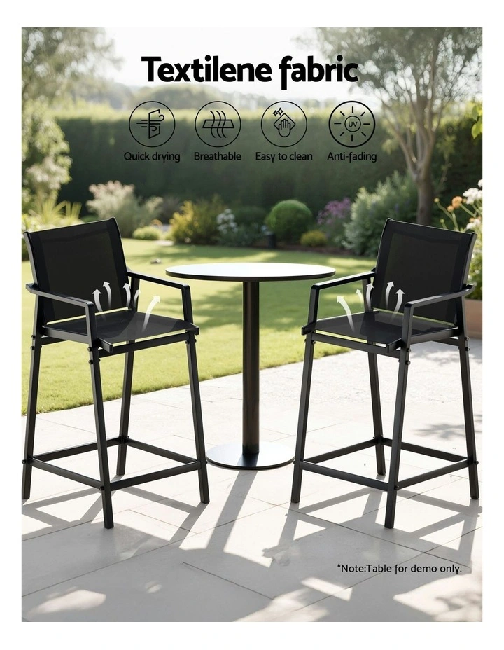 Outdoor Bar Stools Dining Chairs 2 Pieces in Black image 6